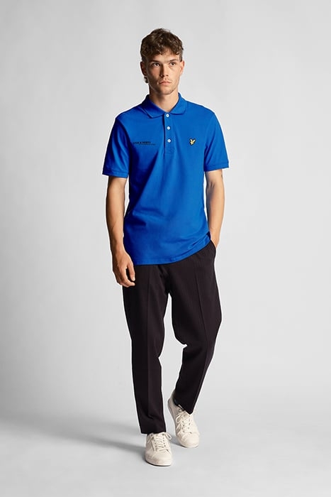 CO-ORDINATE PRINT PLAIN POLO SHIRT BRIGHT BLUE 3