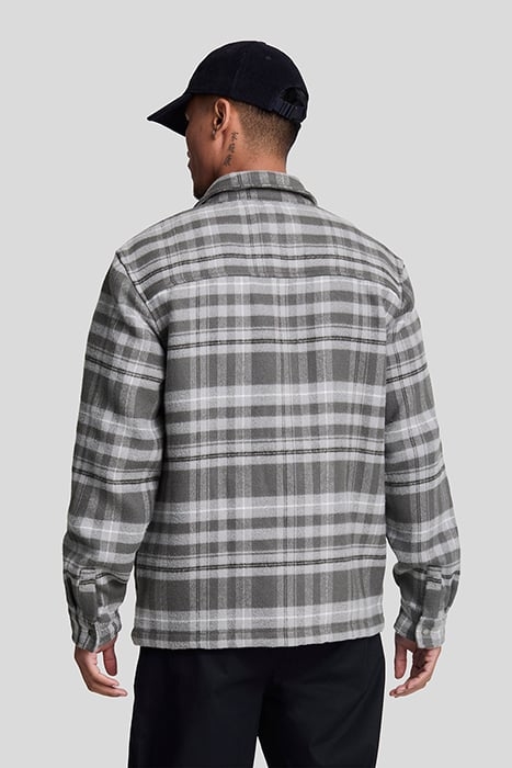 LYLE & SCOTT BRUSHED TARTAN OVERSHIRT WARM GREY 2
