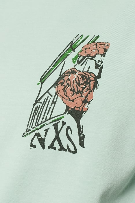 T-SHIRT CREWNECK PLACED PRINTS GARMENT DYED SLUB MINT 7