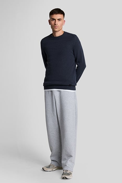 SADDLE SLEEVE CREW NECK JUMPER NAVY HEATHER 3