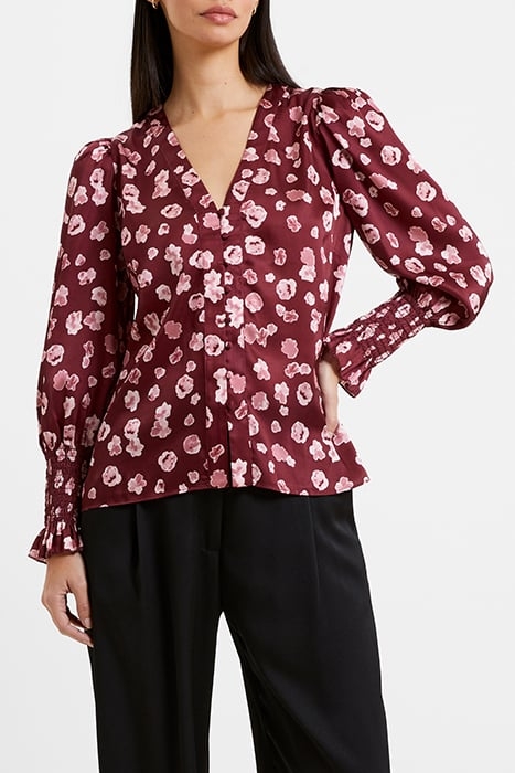 BRONWEN ALEEYA SATIN LS V NK BROWN 1