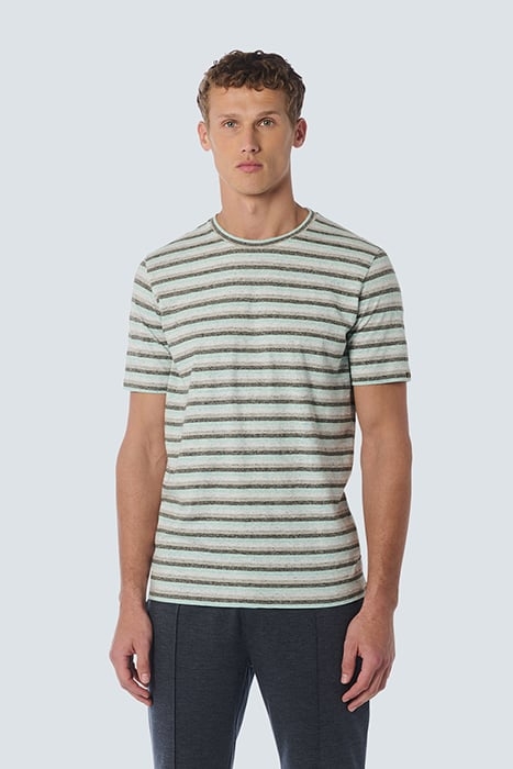 T-SHIRT CREWNECK MELANGE STRIPES AQUA 1