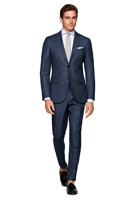 MID BLUE BIRD'S EYE TAILORED FIT LAZIO SUIT MID BLUE 1