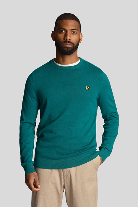 COTTON CREW NECK JUMPER COURT GREEN 1