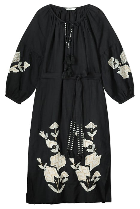 DRESS LINNEN HEAVY EMBROIDERY BLACK 3