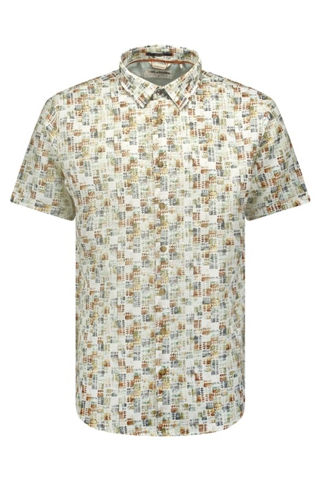 SHIRT SHORT SLEEVE ALLOVER PRINTED WITH LINEN GREEN 4