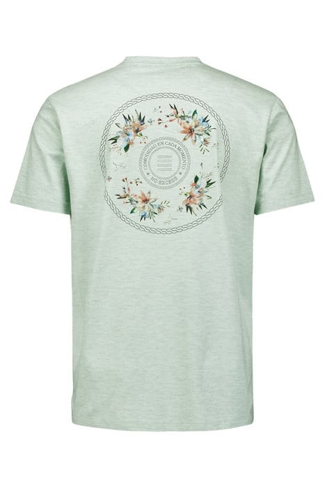 T-SHIRT V-NECK MELANGE GARMENT DYED PLACED PRINT MINT 5