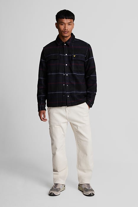 LYLE & SCOTT BRUSHED TARTAN OVERSHIRT MUDDY NAVY 3