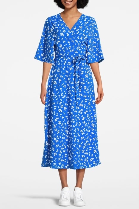 BONITA WRAP ANGEL DRESS LONG BRIGHT BLUE/WHITE 1