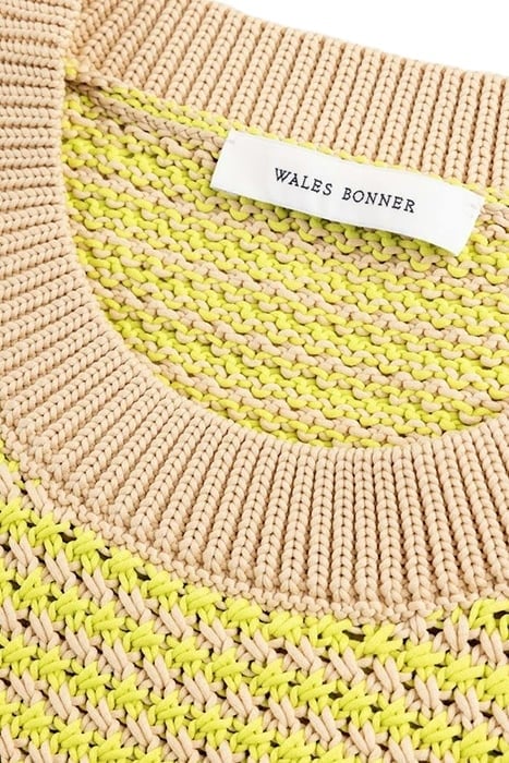 WALES BONNER – UNITY SWEATER VEST LIME/BEIGE 5