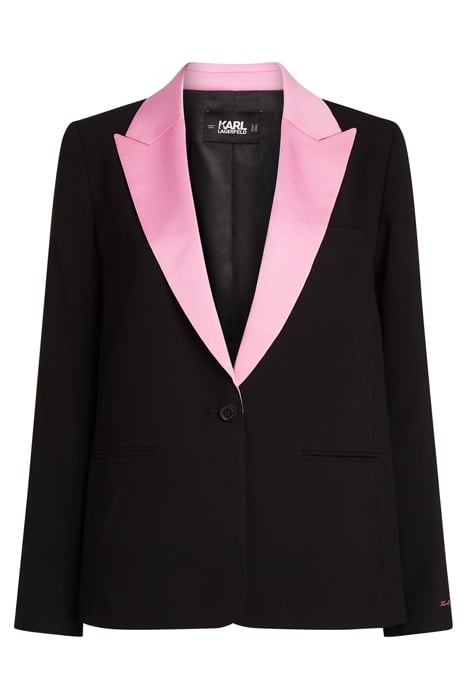 SATEEN PINK COLLAR BLAZER BLACK 1