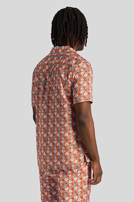 FLORAL PRINT RESORT SHIRT TANGERINE TANGO 2
