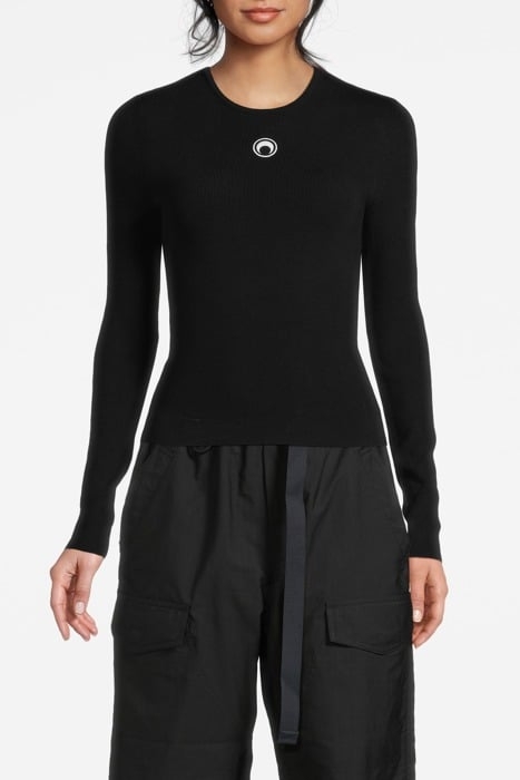 MARINE SERRE – CORE KNIT OPEN BACK PULLOVER BLACK 1