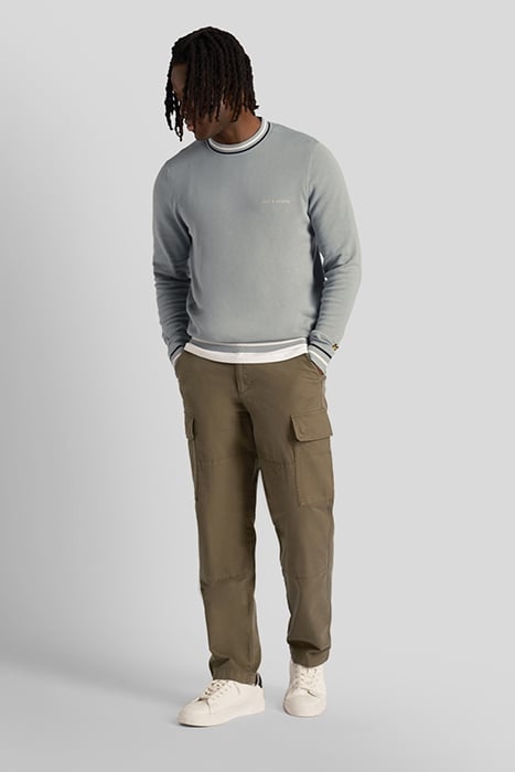 TIPPED CREW NECK JUMPER SLATE BLUE 3