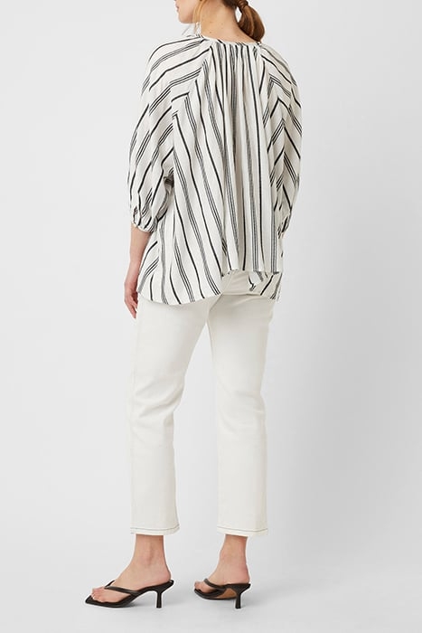 FEM STRIPE LS RND NK BLOUSE WHITE 3