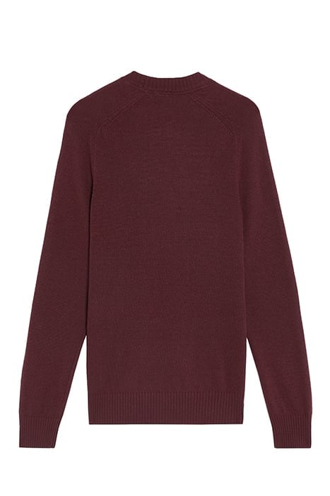 SADDLE SLEEVE CREW NECK JUMPER BURGUNDY HEATHER 5