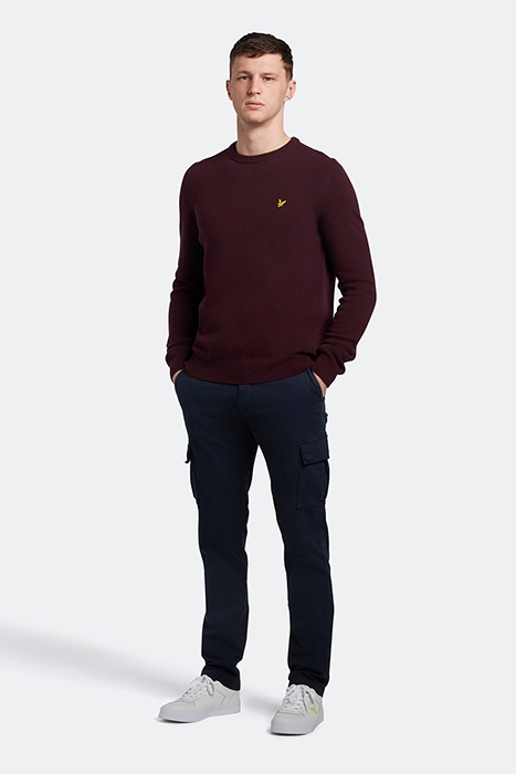 CREW NECK LAMBSWOOL BLEND JUMPER BURGUNDY MARL 3