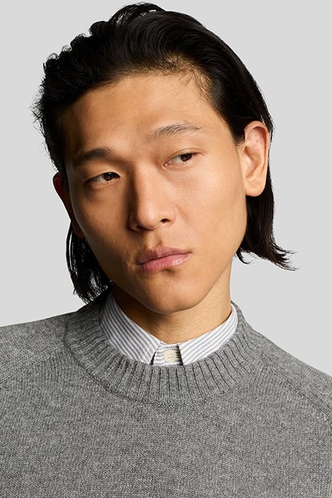 SADDLE SLEEVE CREW NECK JUMPER GREY HEATHER 5