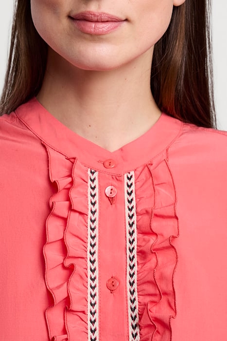 TOP RUFFLES LYOCELL COTTON BRIGHT CORAL 8
