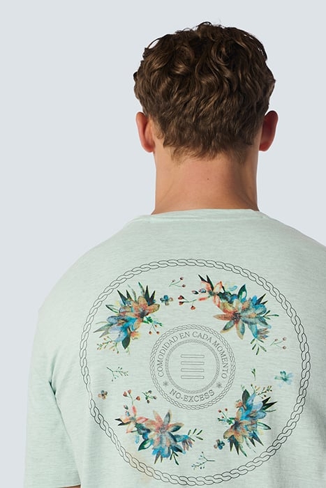 T-SHIRT V-NECK MELANGE GARMENT DYED PLACED PRINT MINT 6