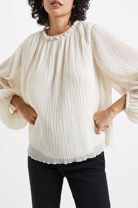 CALLIE LUREX PLEATED TOP BROWN 3