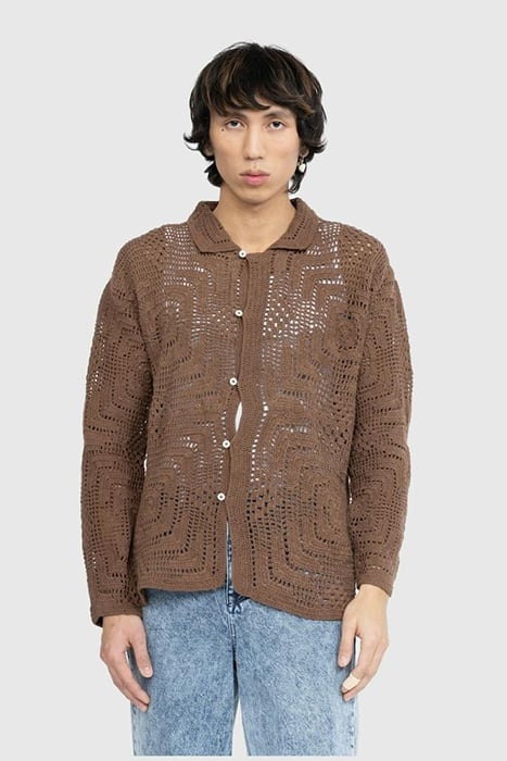BODE – OVERDYE CROCHET SHIRT BROWN 1