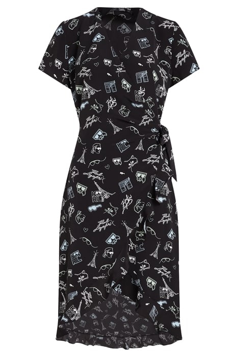 WHIMSICAL KARL AOP SS DRESS BLACK 1