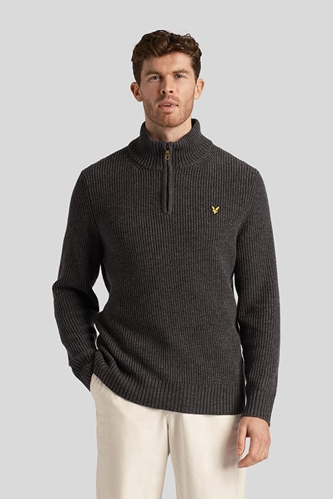 RIBBED QUARTER ZIP JUMPER CHARCOAL MARL 1