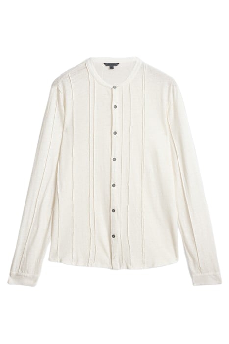 DYCKMAN REGULAR FIT LS BAND COLLAR SHIRT EGG SHELL 2