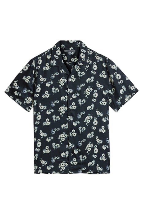 DAN CAMP COLLAR SHIRT WITH WATERCOLOR PR BLACK WHITE 2