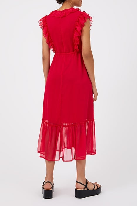 HIGH SUMMER CRINKLE V NECK DRS RED 2