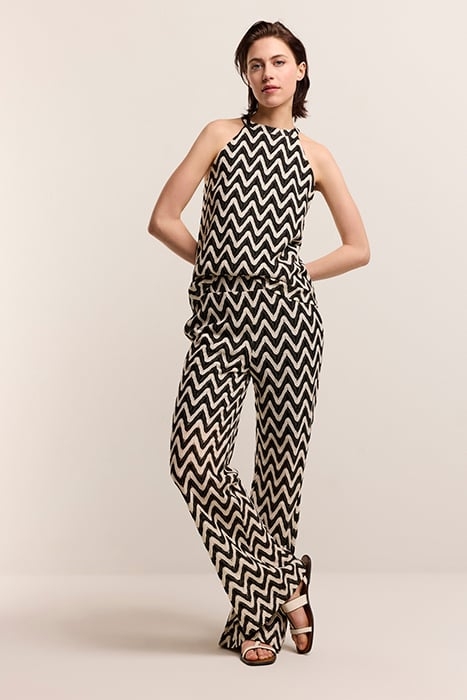 PANTS ZIG ZAG CROCHET BLACK-IVORY 1