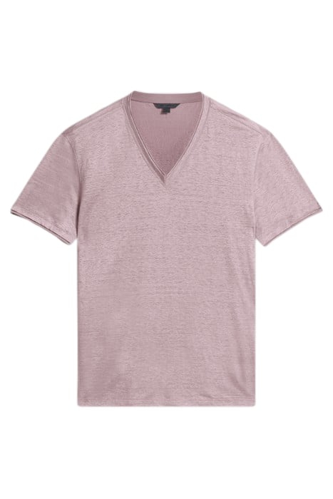 WOOSTER SLIM FIT SS LINEN V-NECK SMK AMETHYST 2