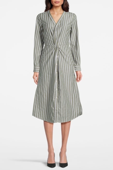 LS WOVEN DRESS FOREST GREEN 1