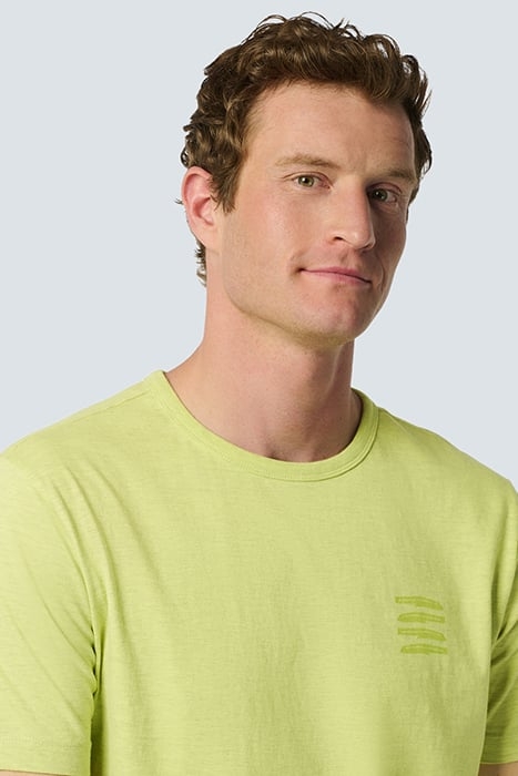 T-SHIRT CREWNECK PLACED PRINTS GARMENT DYED MELANGE LIME 6
