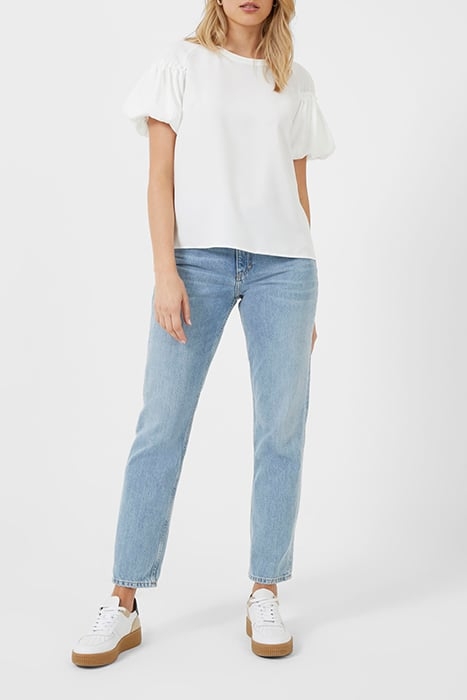 FRENCH CONNECTION CREPE LIGHT PUFF SLEEVE TOP SHIRT SUMMER W 2