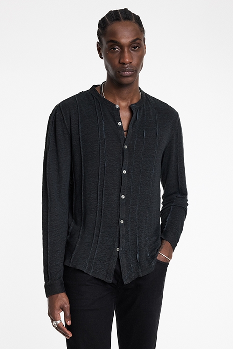 DYCKMAN REGULAR FIT LS BAND COLLAR SHIRT SEAL GREY 1