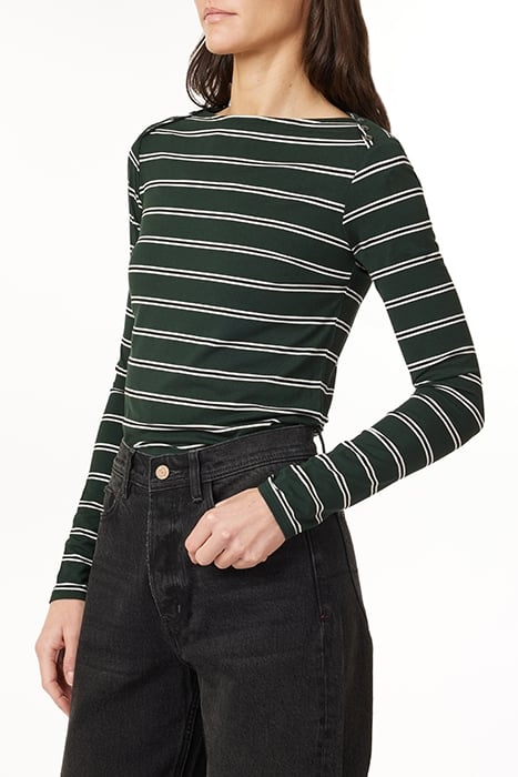 LONG SLEEVE KNIT TOP SCARAB/BLACK/WHITE STRIPE 3