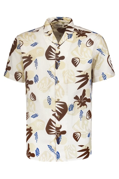 SHIRT SHORT SLEEVE RESORT COLLAR ALLOVER PRINTED RELIEF WHIT 4