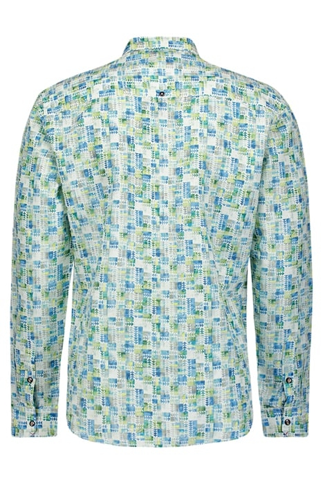 SHIRT ALLOVER PRINTED WITH LINEN AQUA 2