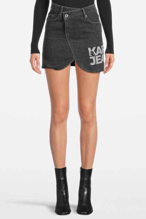 KLJ DENIM MINI SKIRT LOGO WASHED LIGHT GREY 1