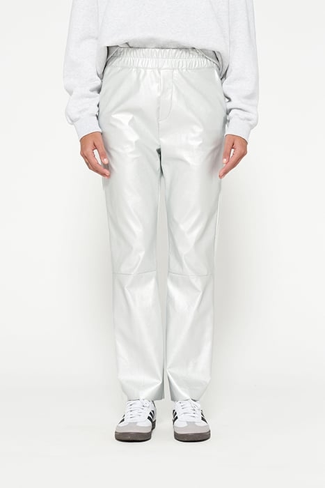 FLARED PANTS LEATHERLOOK SILVER 1
