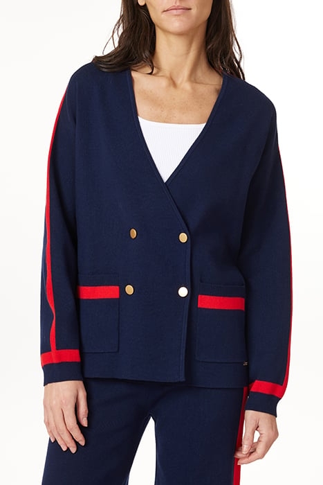 DOUBLE BREASTED CARDIGAN MARITIME/HIGH RISK RED 1