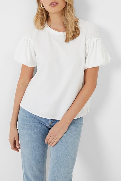 FRENCH CONNECTION CREPE LIGHT PUFF SLEEVE TOP SHIRT SUMMER W 1