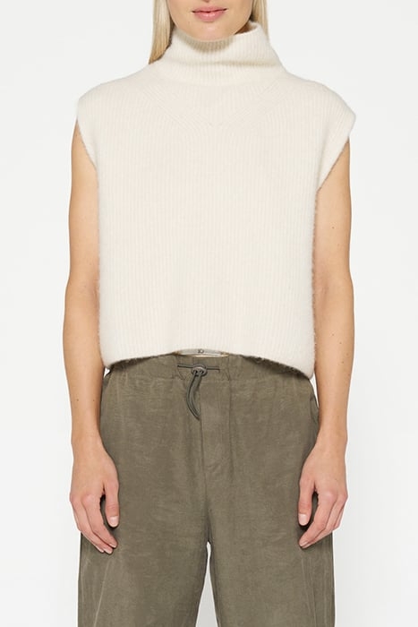 SHORT SOFT KNIT SWEATER ECRU 1