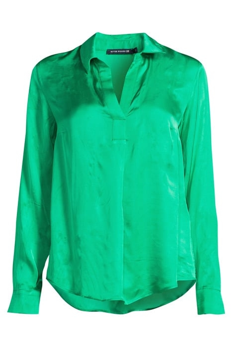 GREEN UNI SATIN BLOUSE LONG SLEEVES GREEN 3