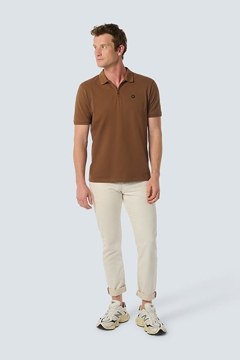 POLO ZIP PIQUE GARMENT DYED STRETCH BROWN 3