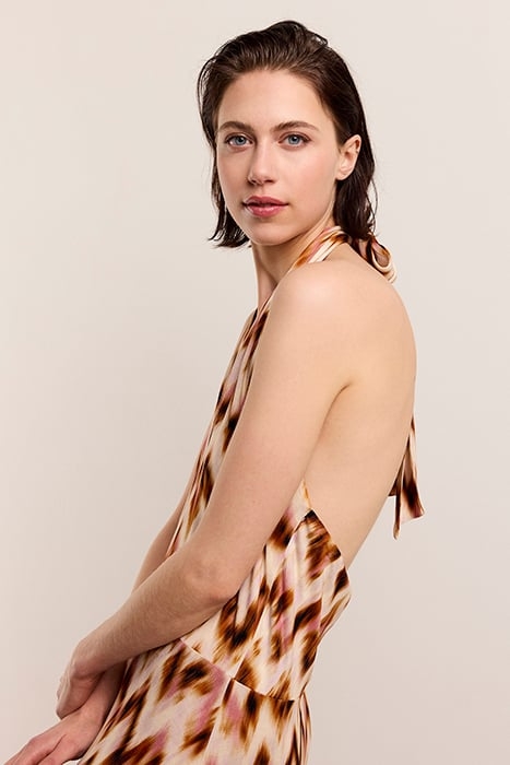 HALTER DRESS BLURRED ZIG ZAG PRINT MULTICOLOUR 2