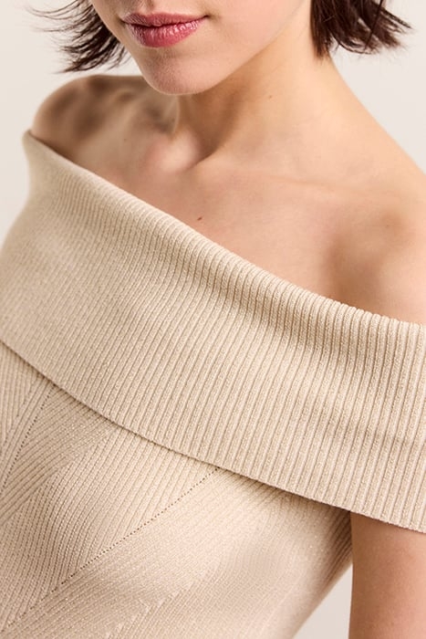 BARE SHOULDER TOP SOFT VISCOSE POLYAMIDE LUREX KNIT IVORY 4
