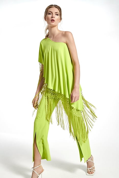 CREPE FABRIC TUNOL TROUSERS GREEN FLUOR 3